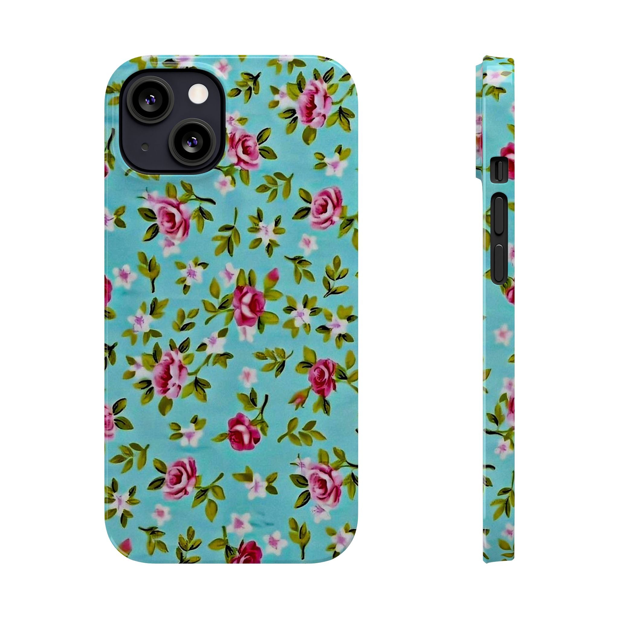 Vintage Pink Roses on Aqua Case