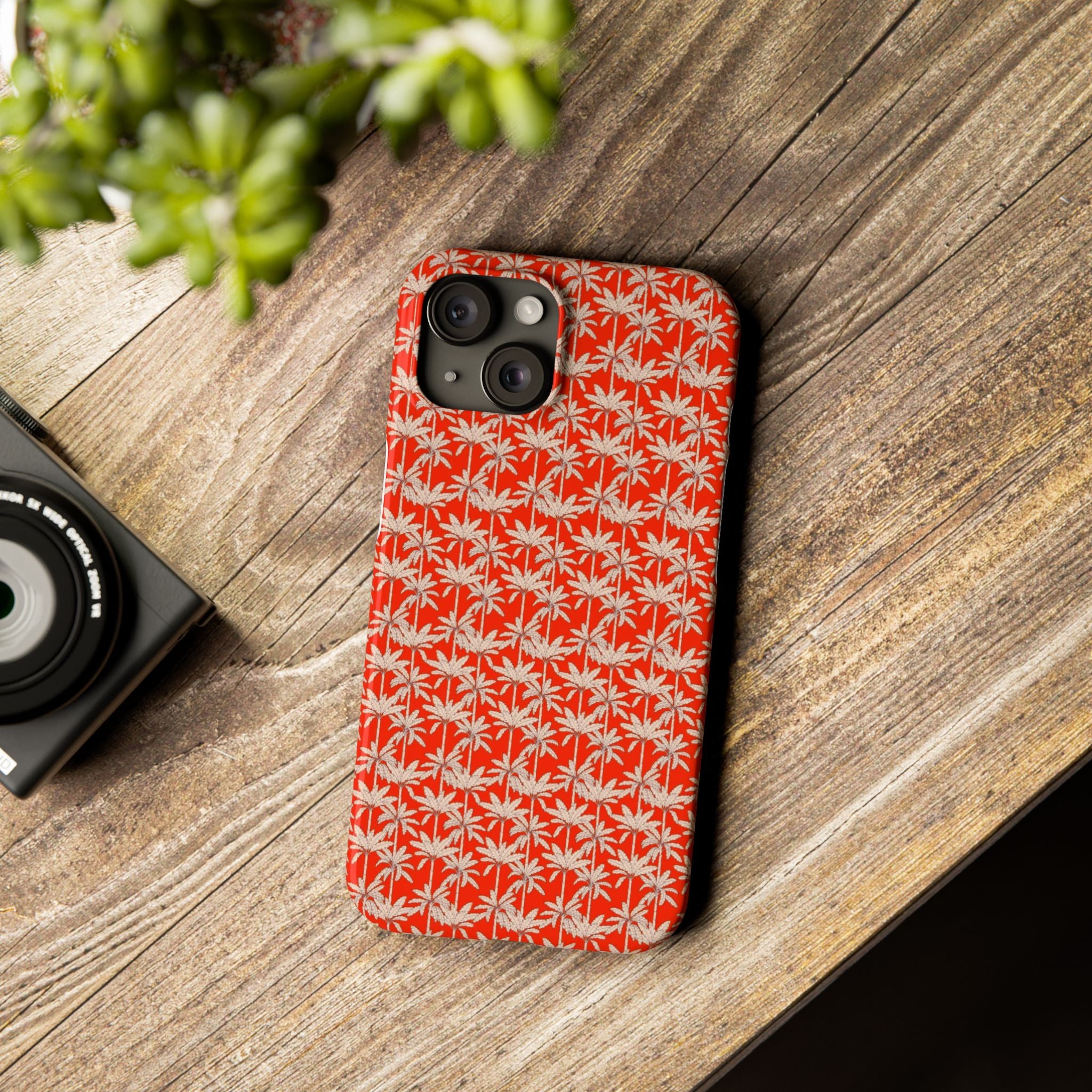 Red Tropical Palm Pattern Case