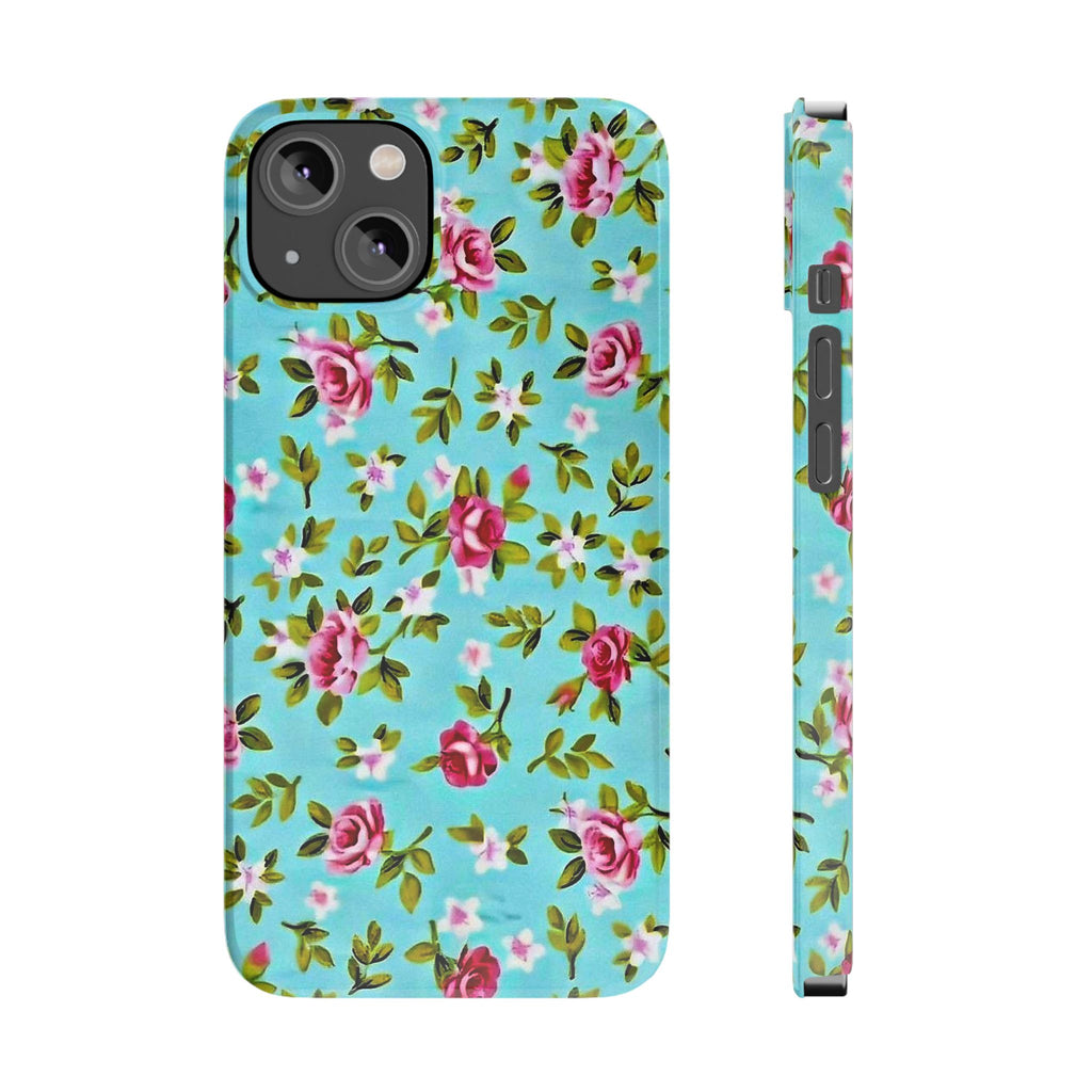 Vintage Pink Roses on Aqua Case