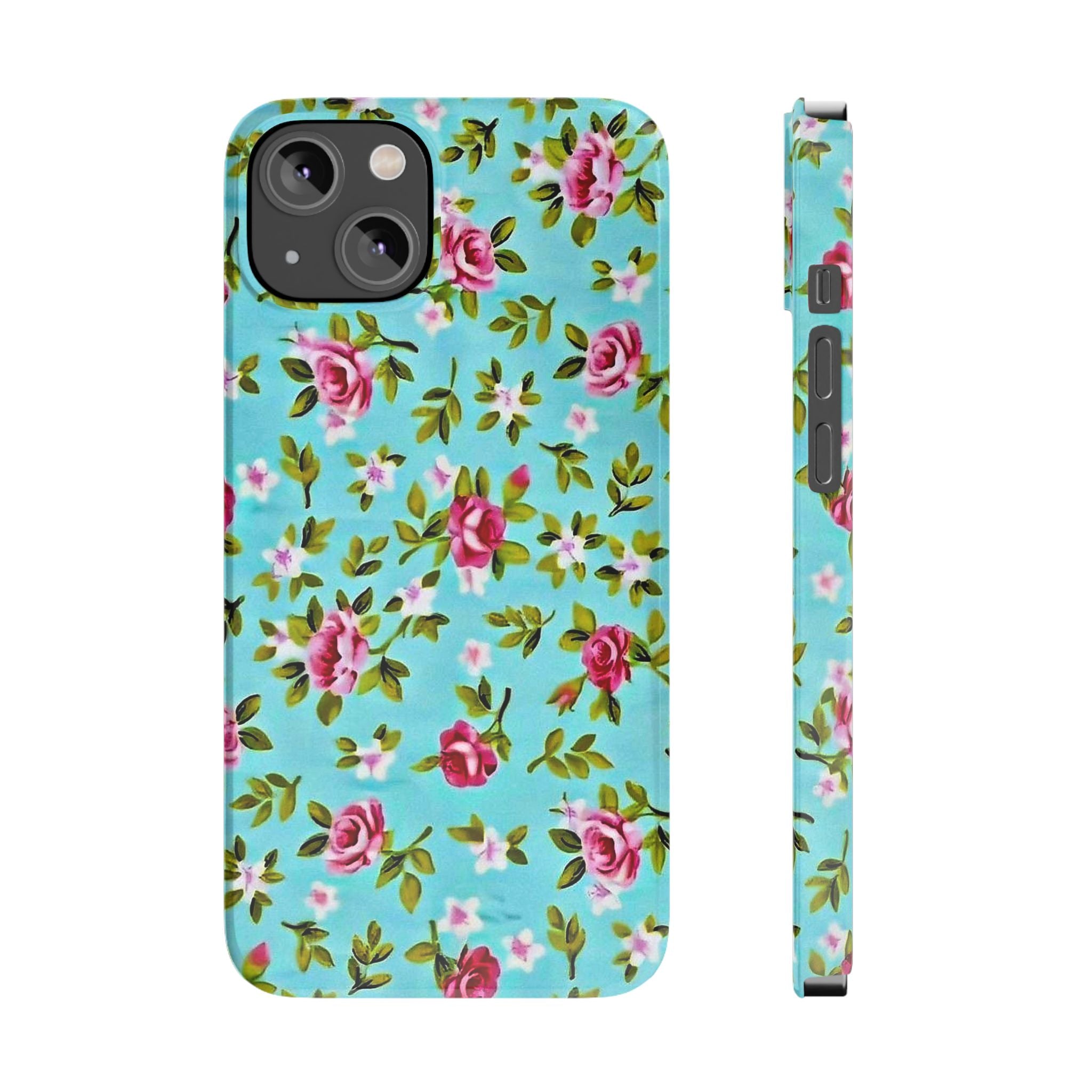 Vintage Pink Roses on Aqua Case