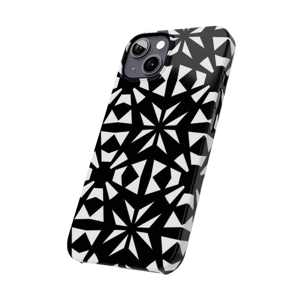 Black & White Geometric Case — Kaleidoscope Star Pattern