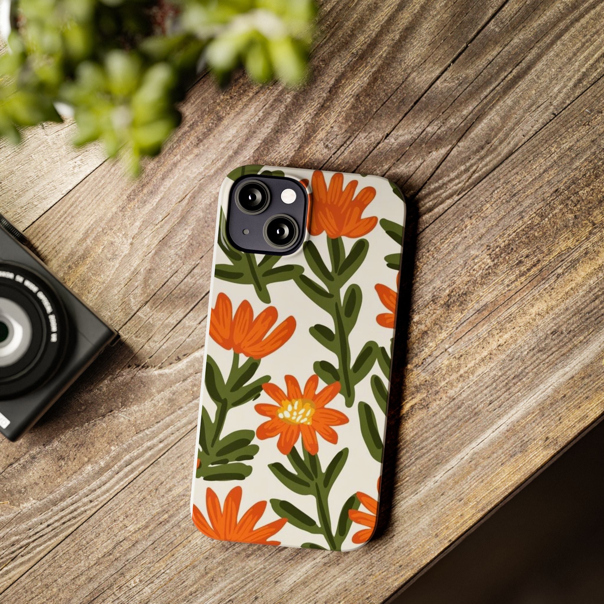 Orange Floral Botanical Pattern Case