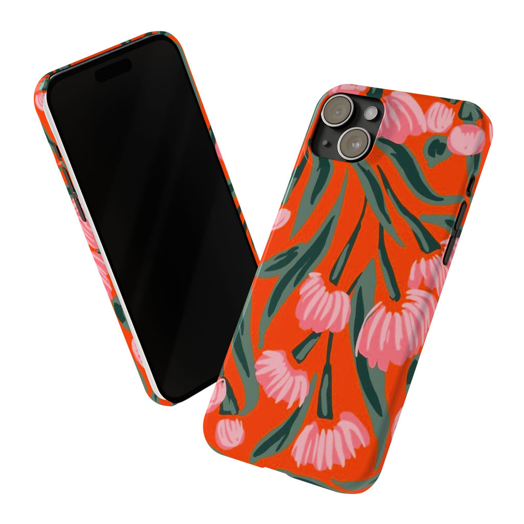 Pink Petal on Orange Background