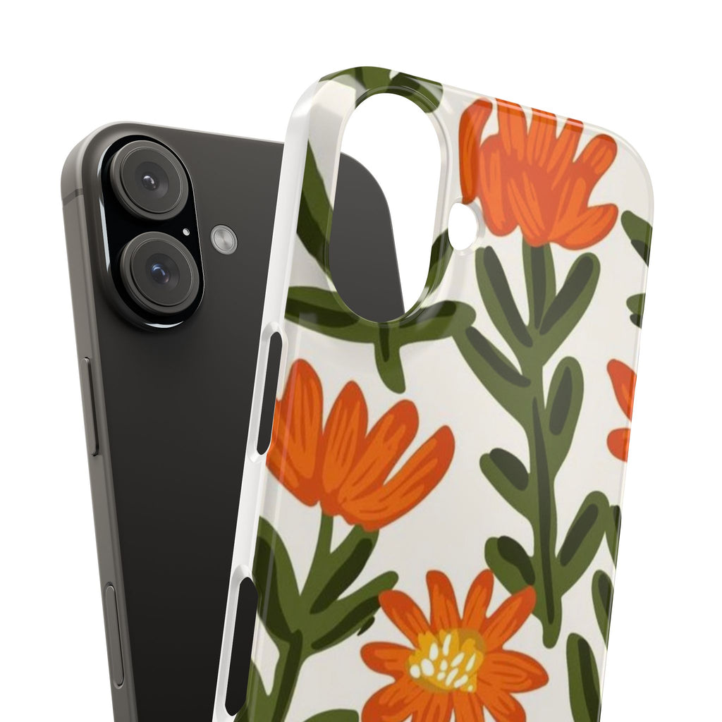 Orange Floral Botanical Pattern Case