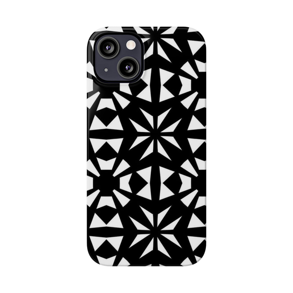 Black & White Geometric Case — Kaleidoscope Star Pattern