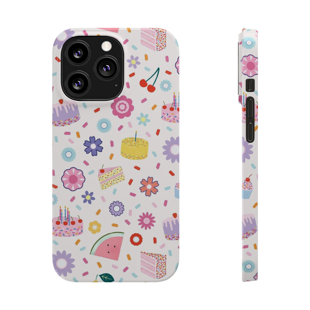 Cute Pastel Birthday Cake & Flowers Pattern