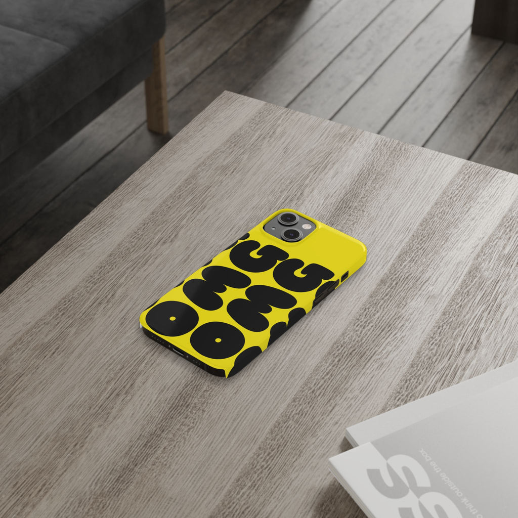 Yellow Retro Bubble Pattern Slim Phone Case