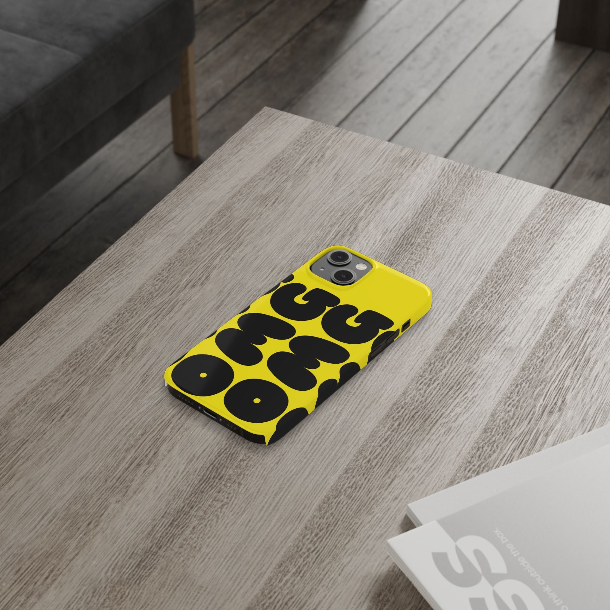 Yellow Retro Bubble Pattern Slim Phone Case