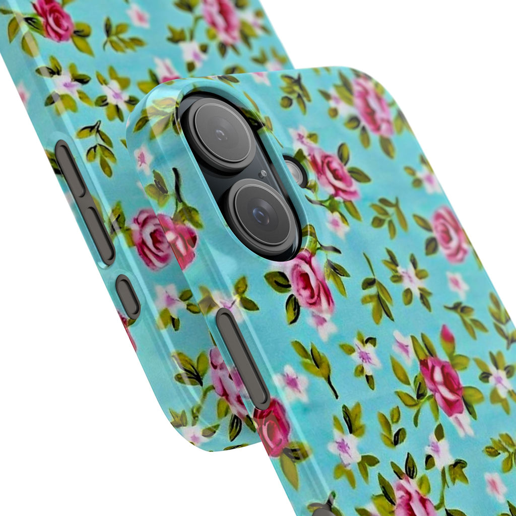 Vintage Pink Roses on Aqua Case