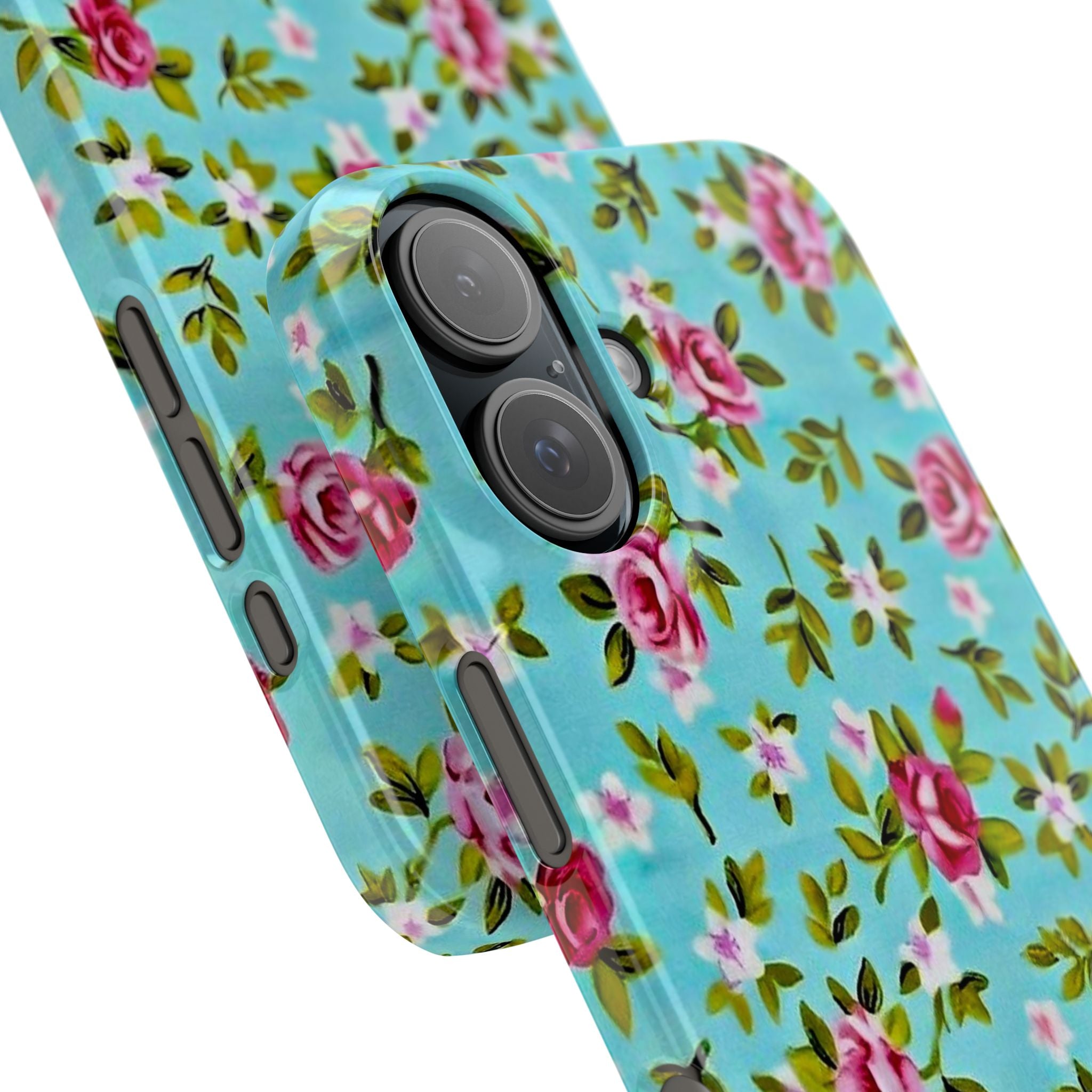 Vintage Pink Roses on Aqua Case