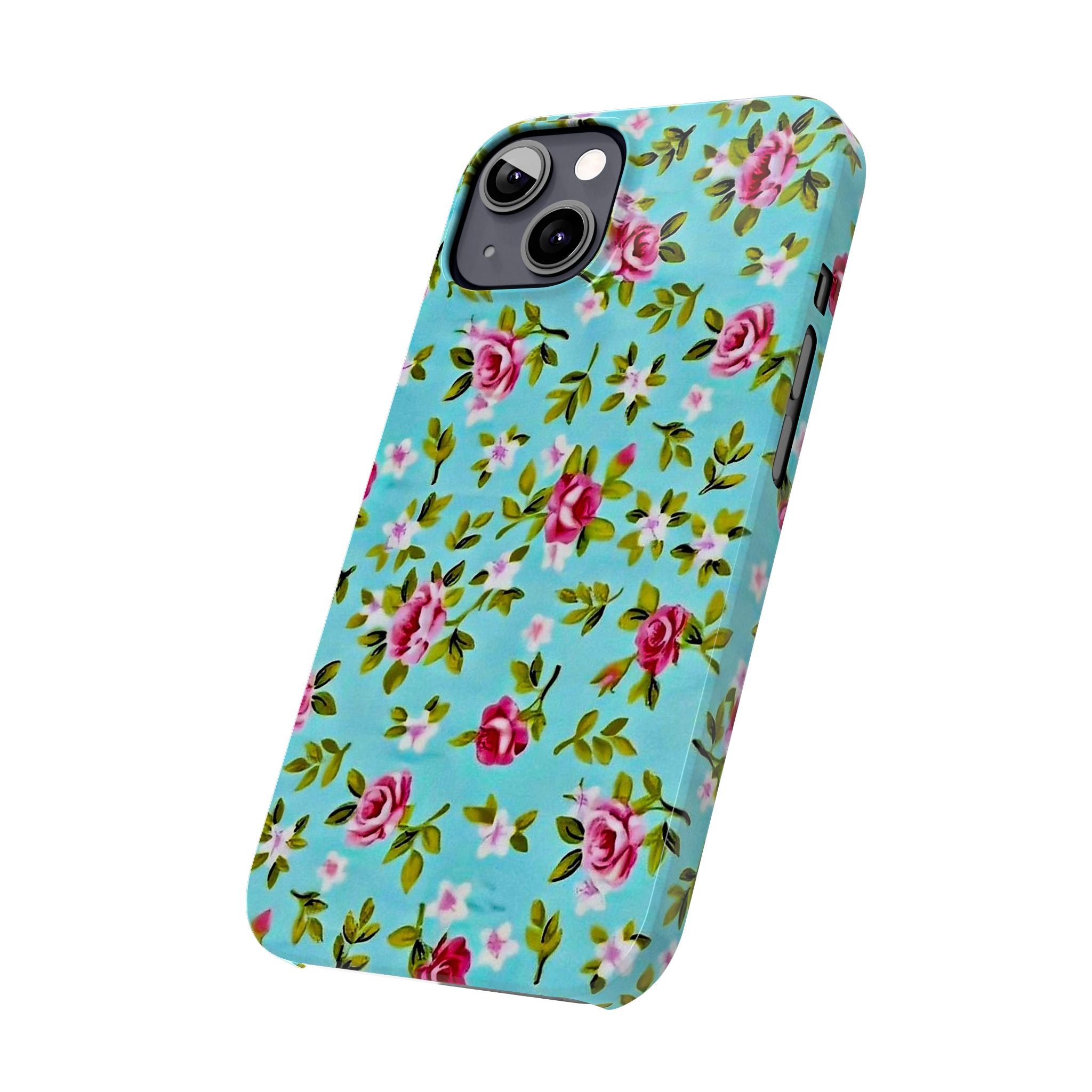 Vintage Pink Roses on Aqua Case