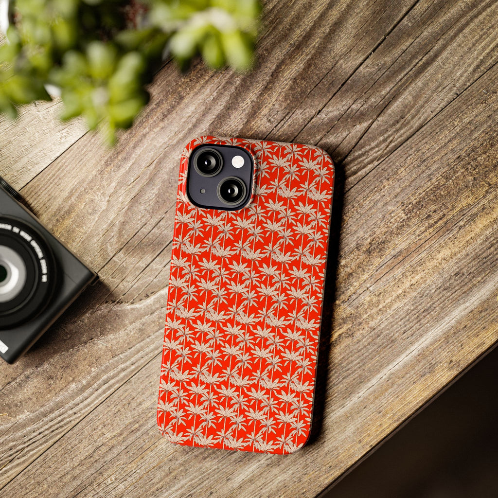 Red Tropical Palm Pattern Case