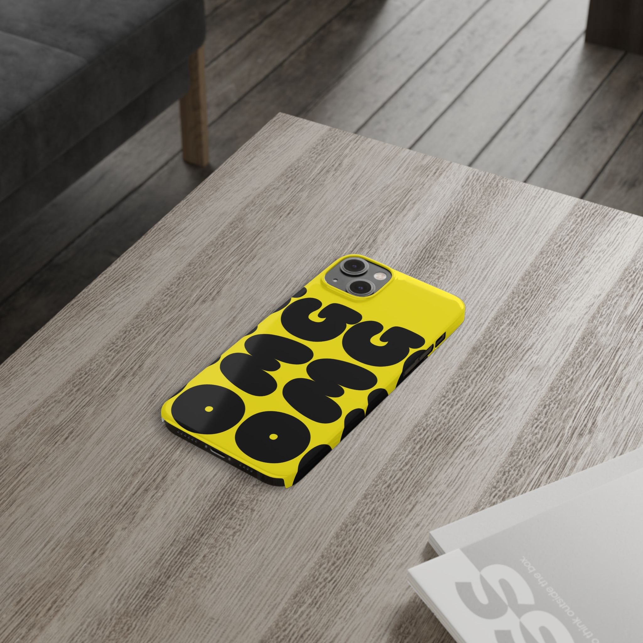 Yellow Retro Bubble Pattern Slim Phone Case