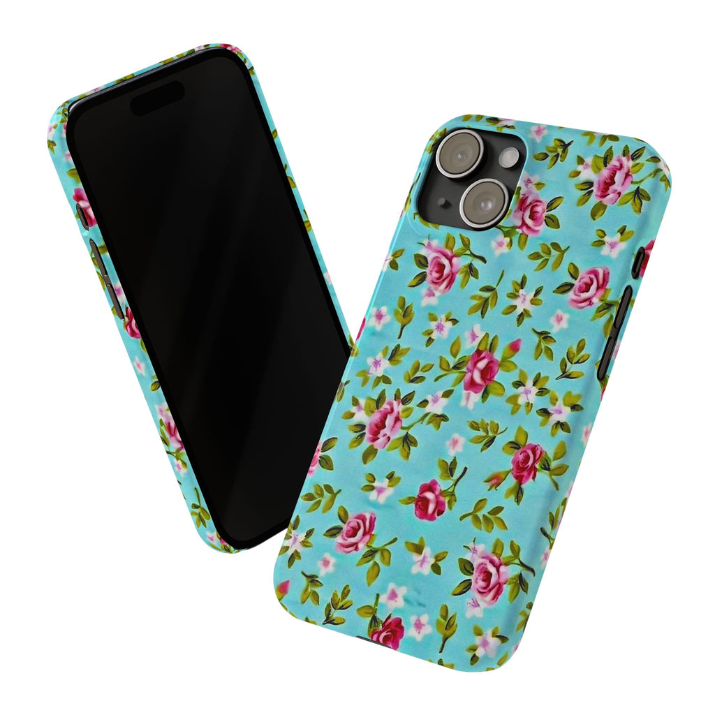 Vintage Pink Roses on Aqua Case