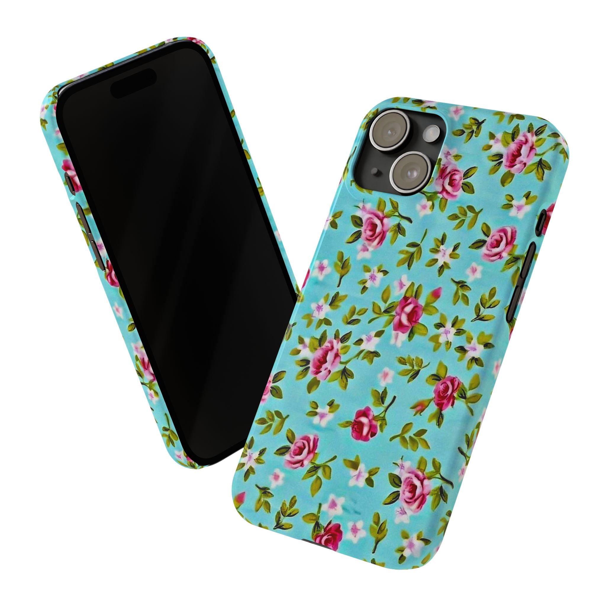 Vintage Pink Roses on Aqua Case