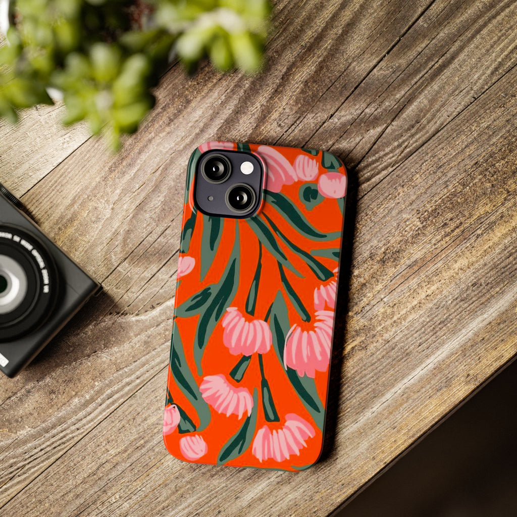 Pink Petal on Orange Background