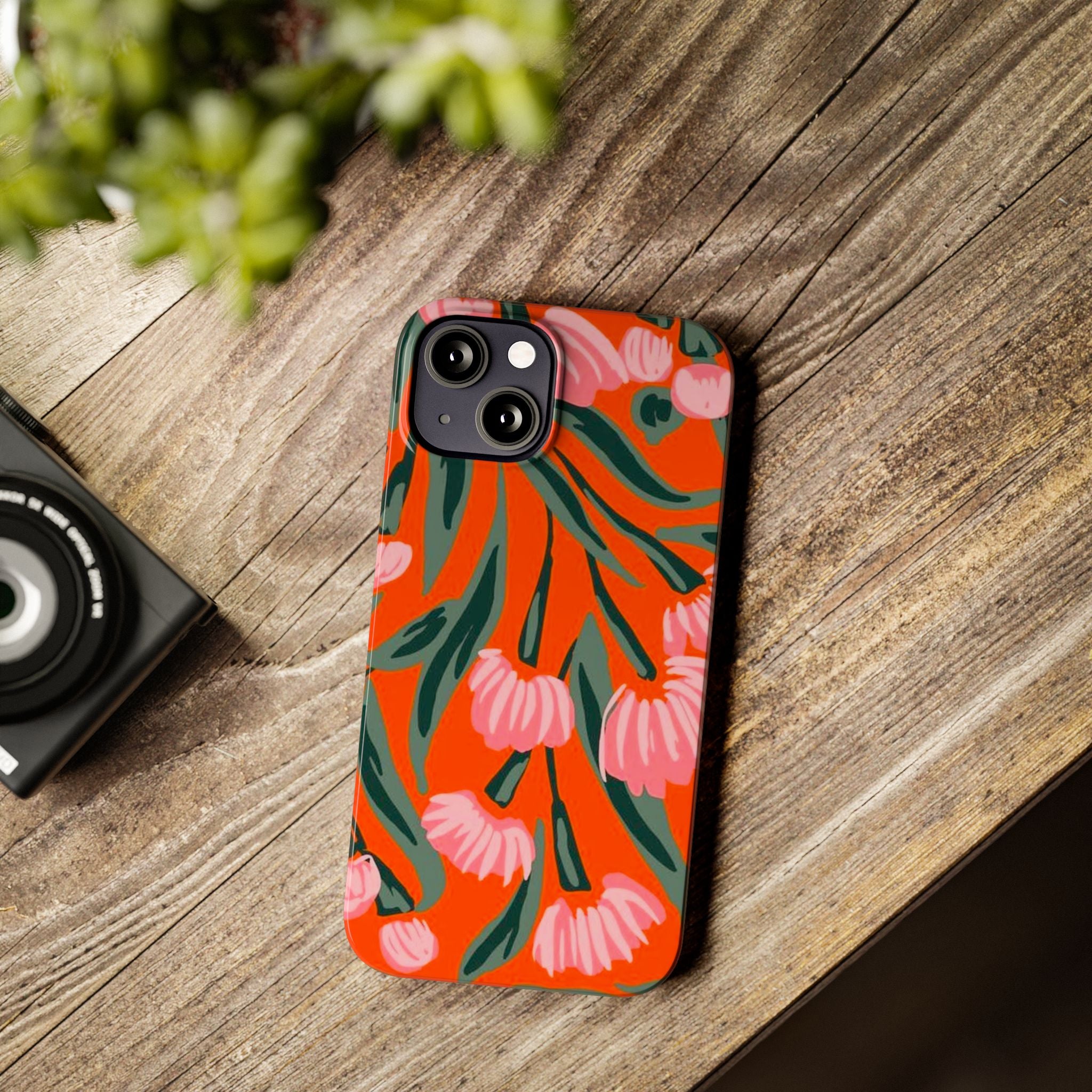 Pink Petal on Orange Background