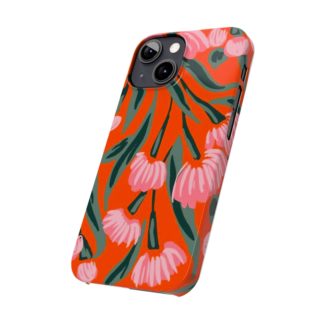 Pink Petal on Orange Background