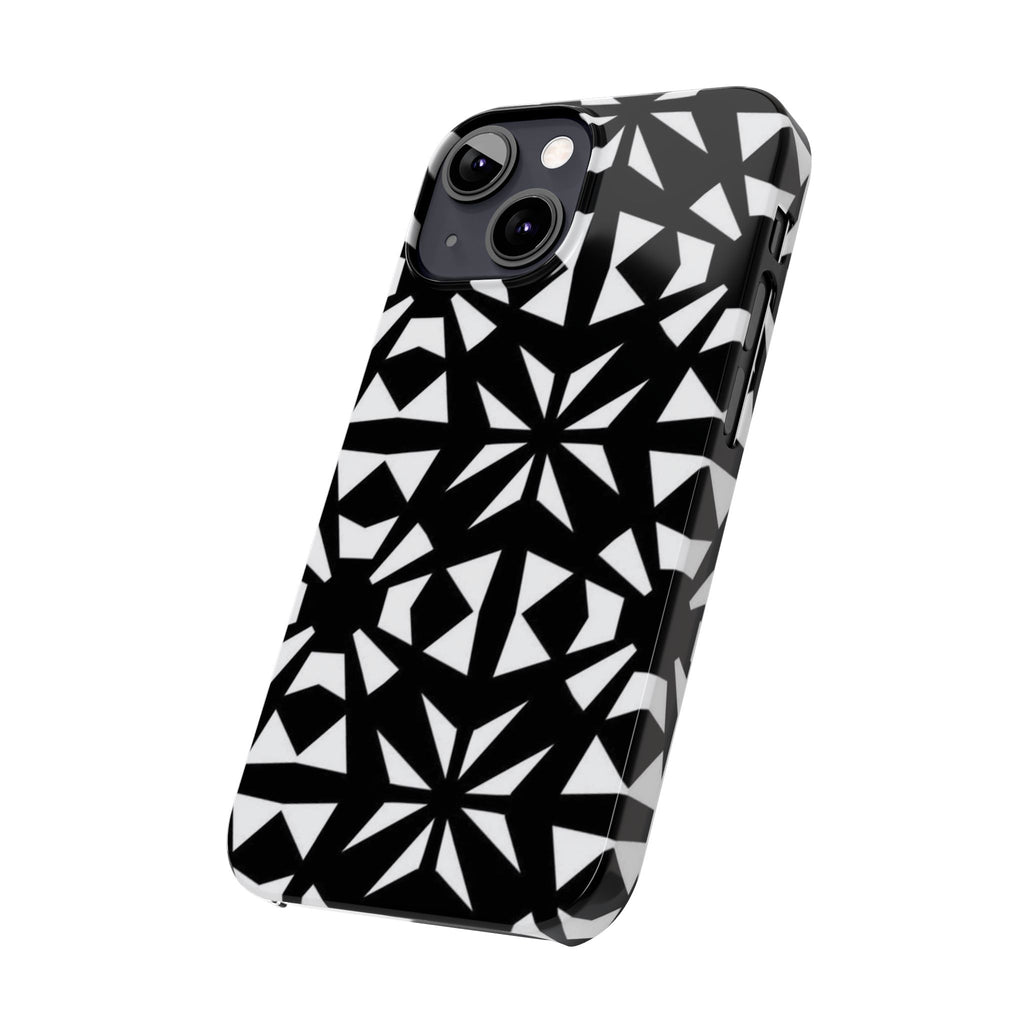 Black & White Geometric Case — Kaleidoscope Star Pattern