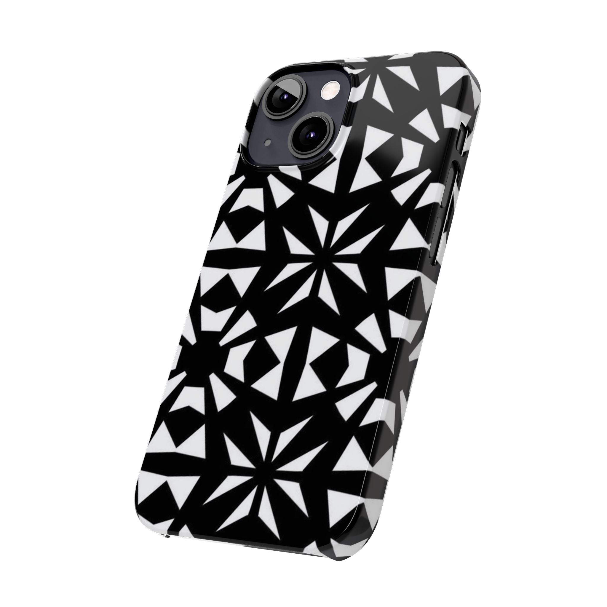 Black & White Geometric Case — Kaleidoscope Star Pattern