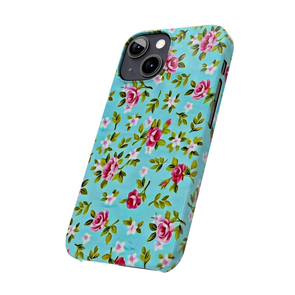 Vintage Pink Roses on Aqua Case