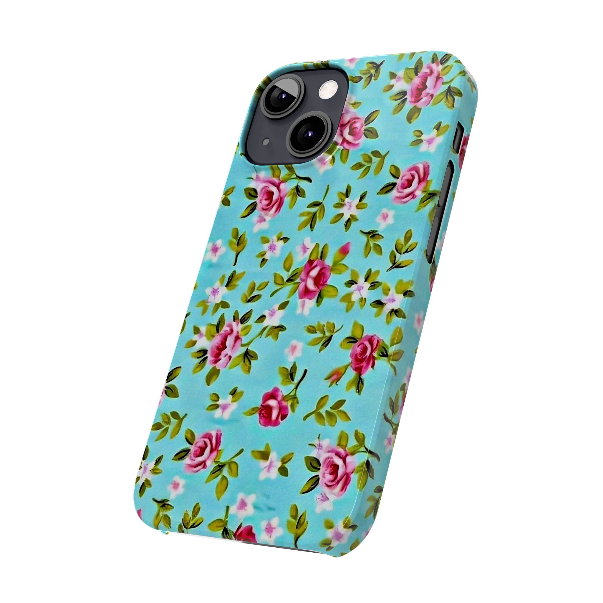 Vintage Pink Roses on Aqua Case