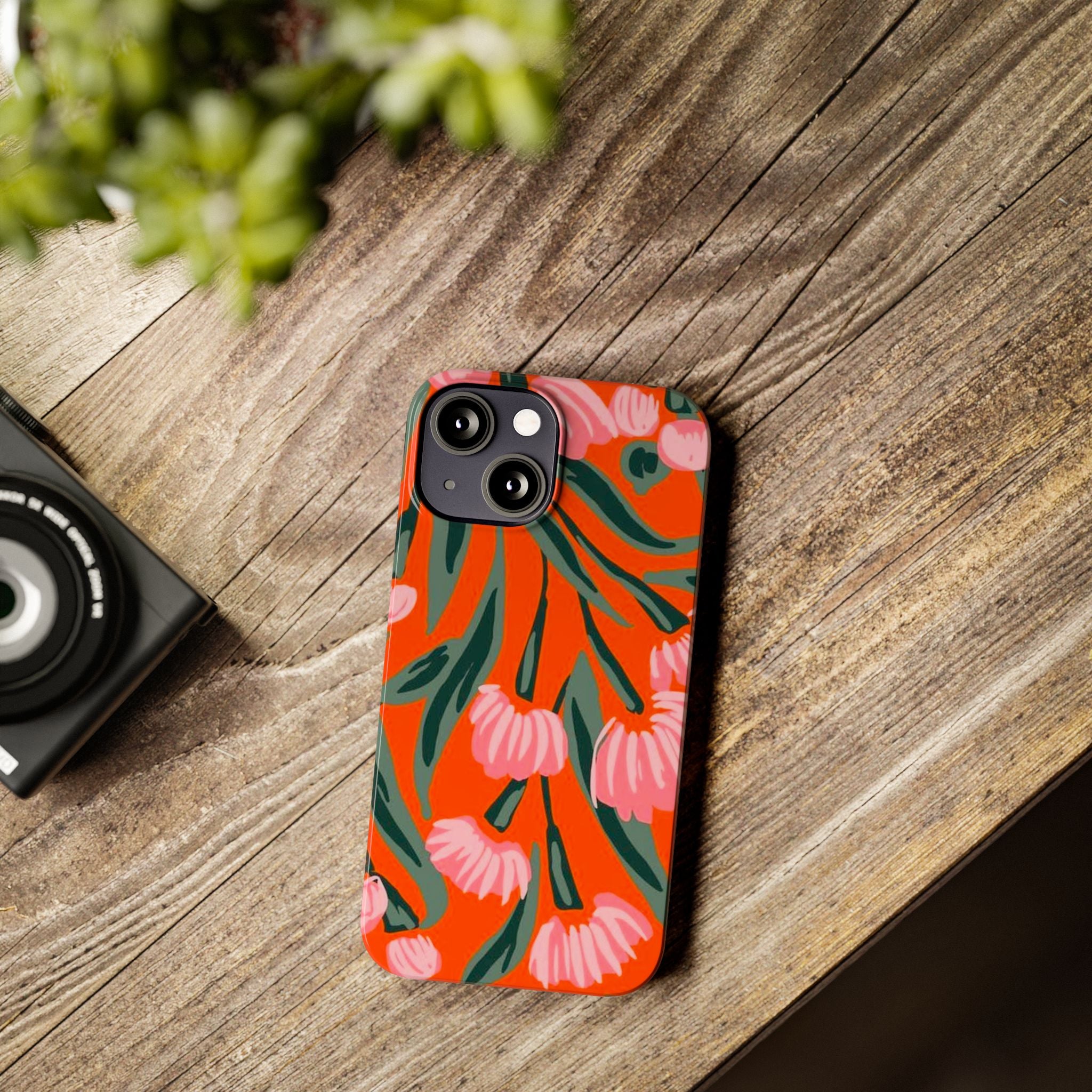 Pink Petal on Orange Background