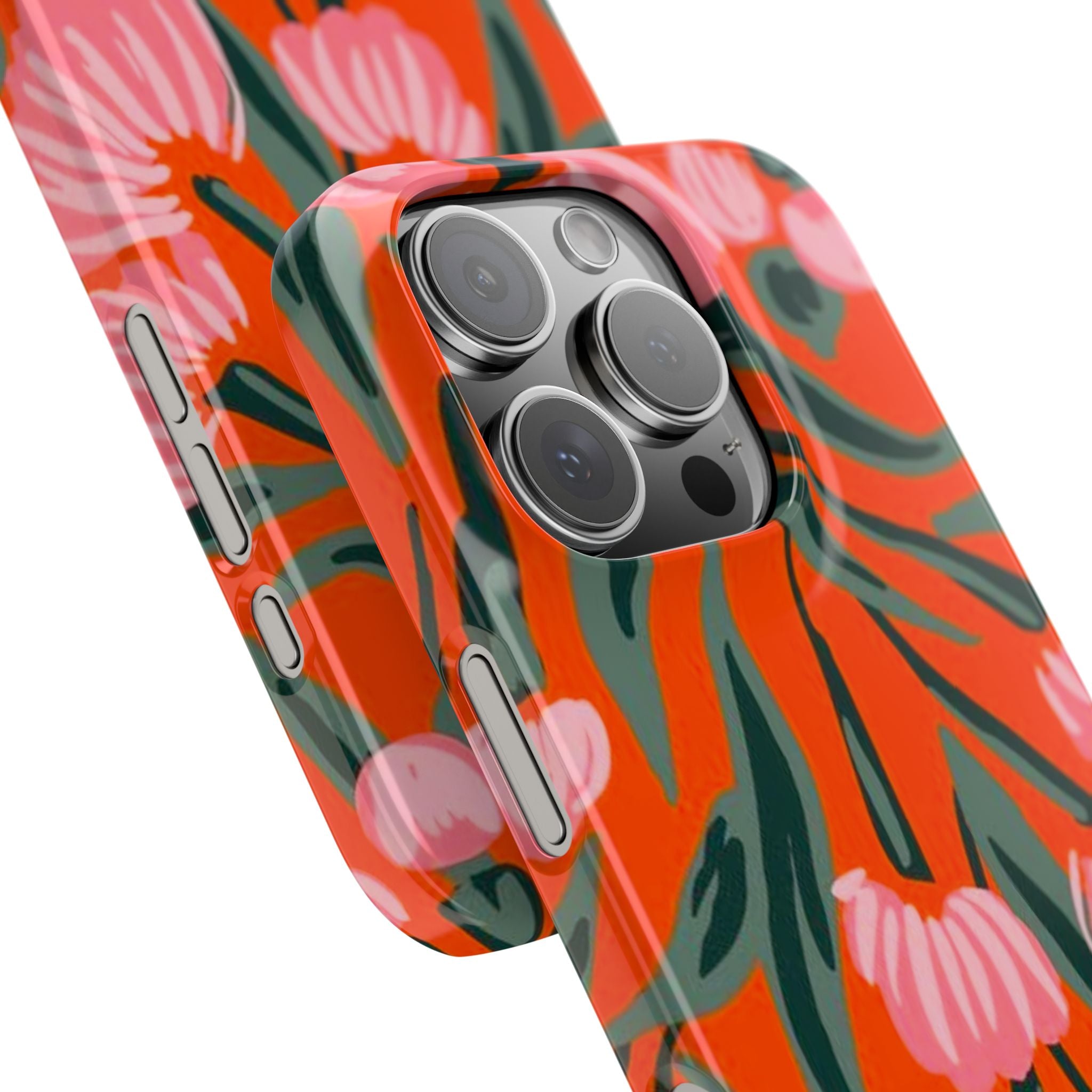Pink Petal on Orange Background