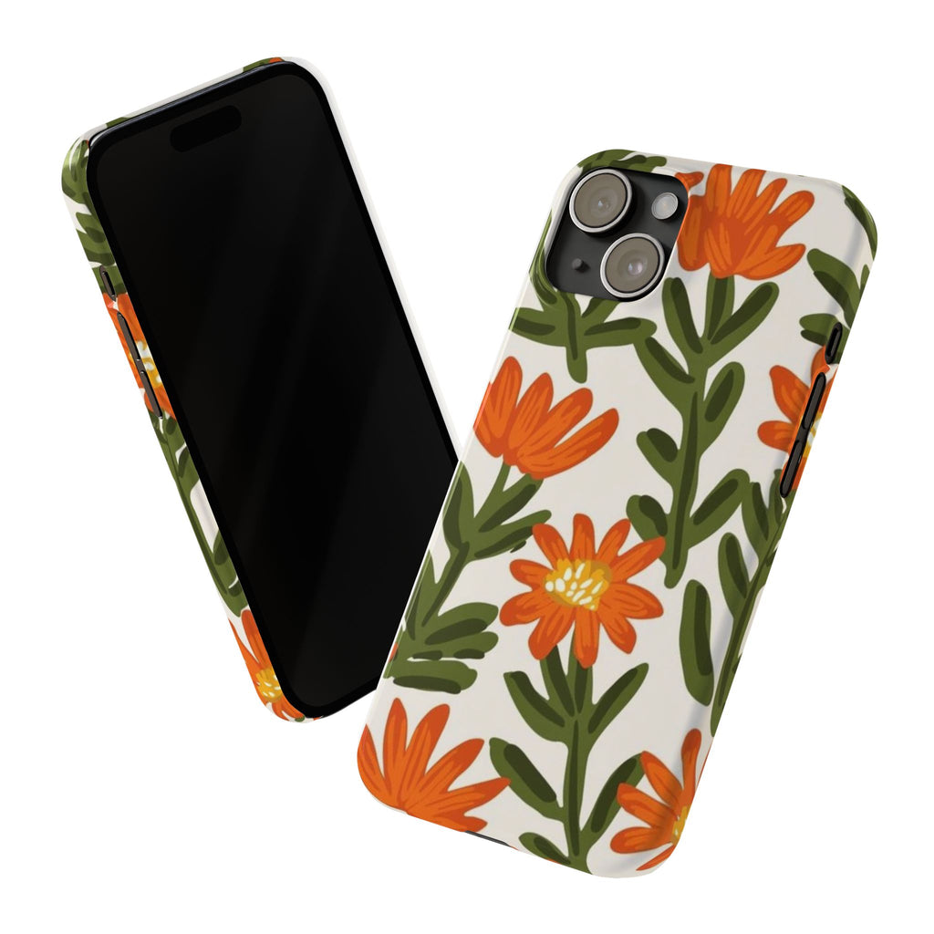 Orange Floral Botanical Pattern Case