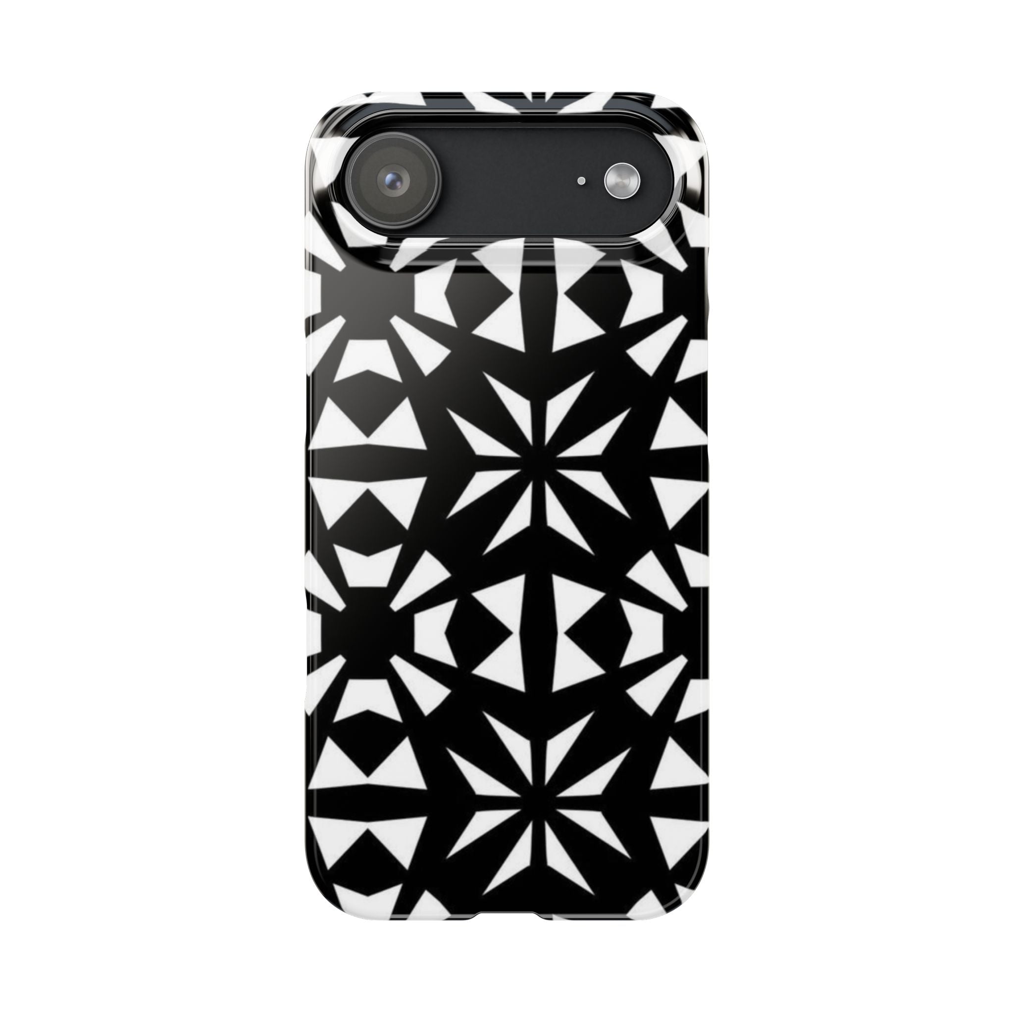 Black & White Geometric Case — Kaleidoscope Star Pattern