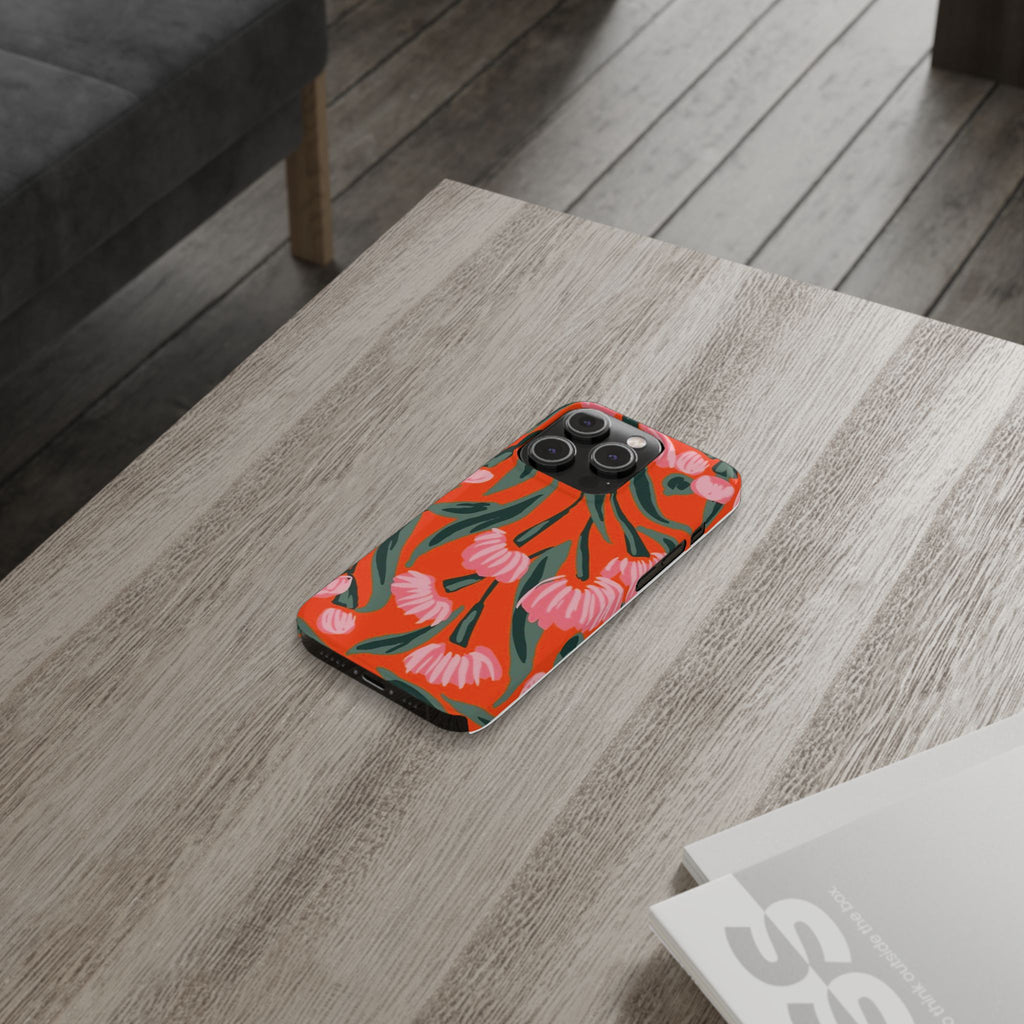 Pink Petal on Orange Background