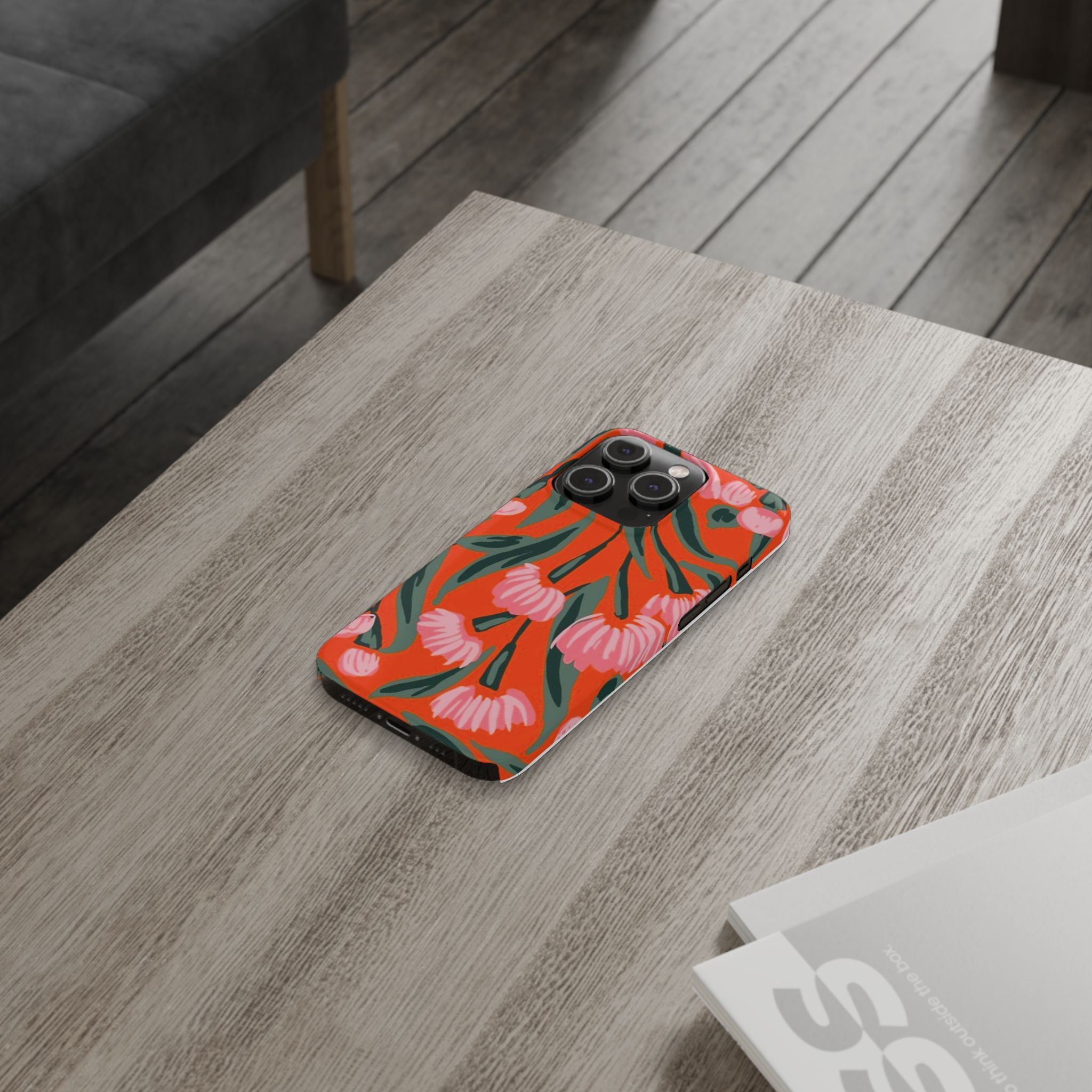 Pink Petal on Orange Background
