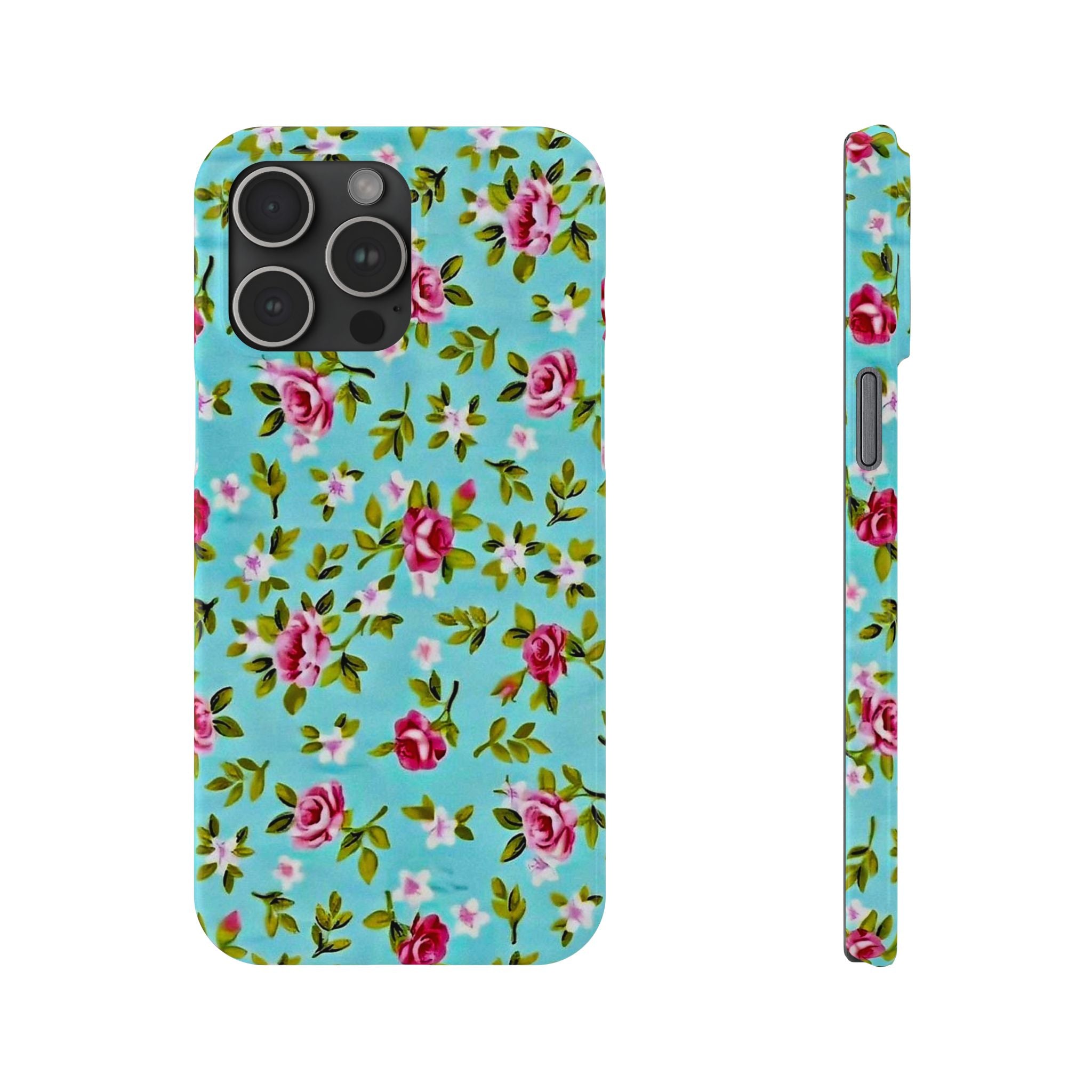 Vintage Pink Roses on Aqua Case
