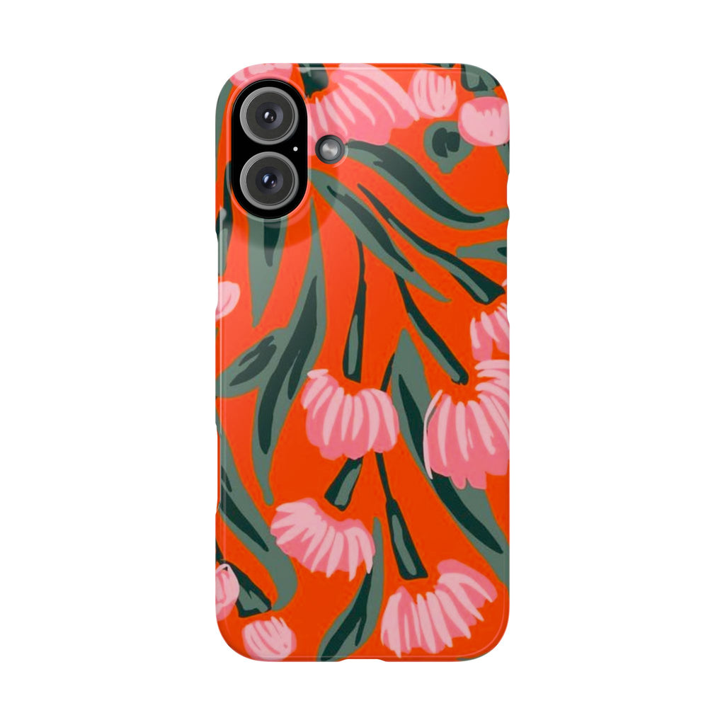 Pink Petal on Orange Background