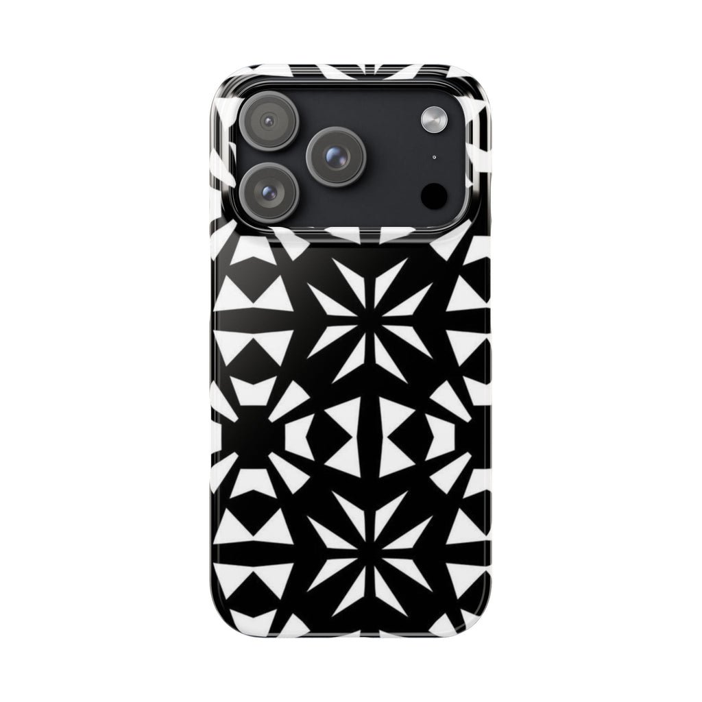 Black & White Geometric Case — Kaleidoscope Star Pattern