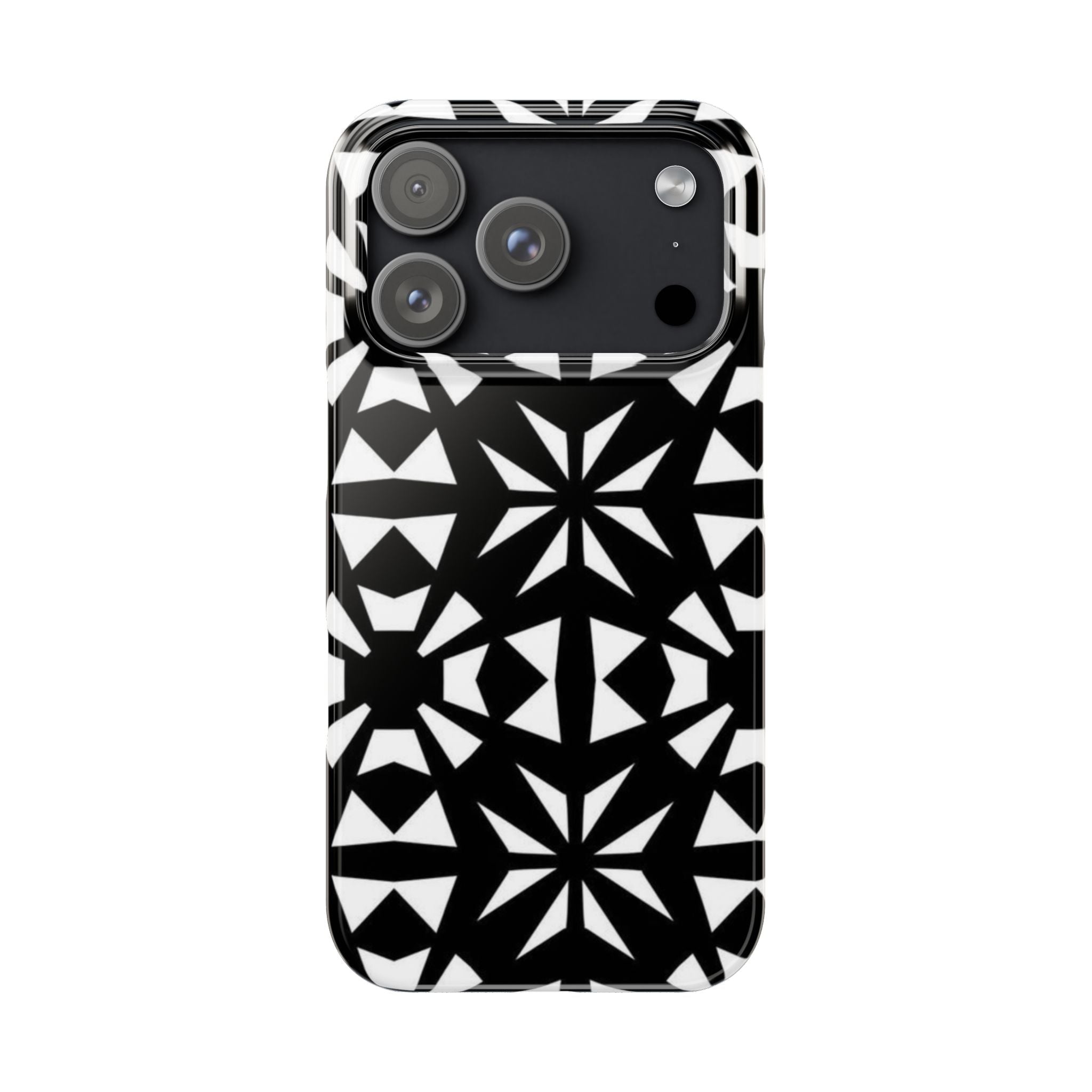 Black & White Geometric Case — Kaleidoscope Star Pattern