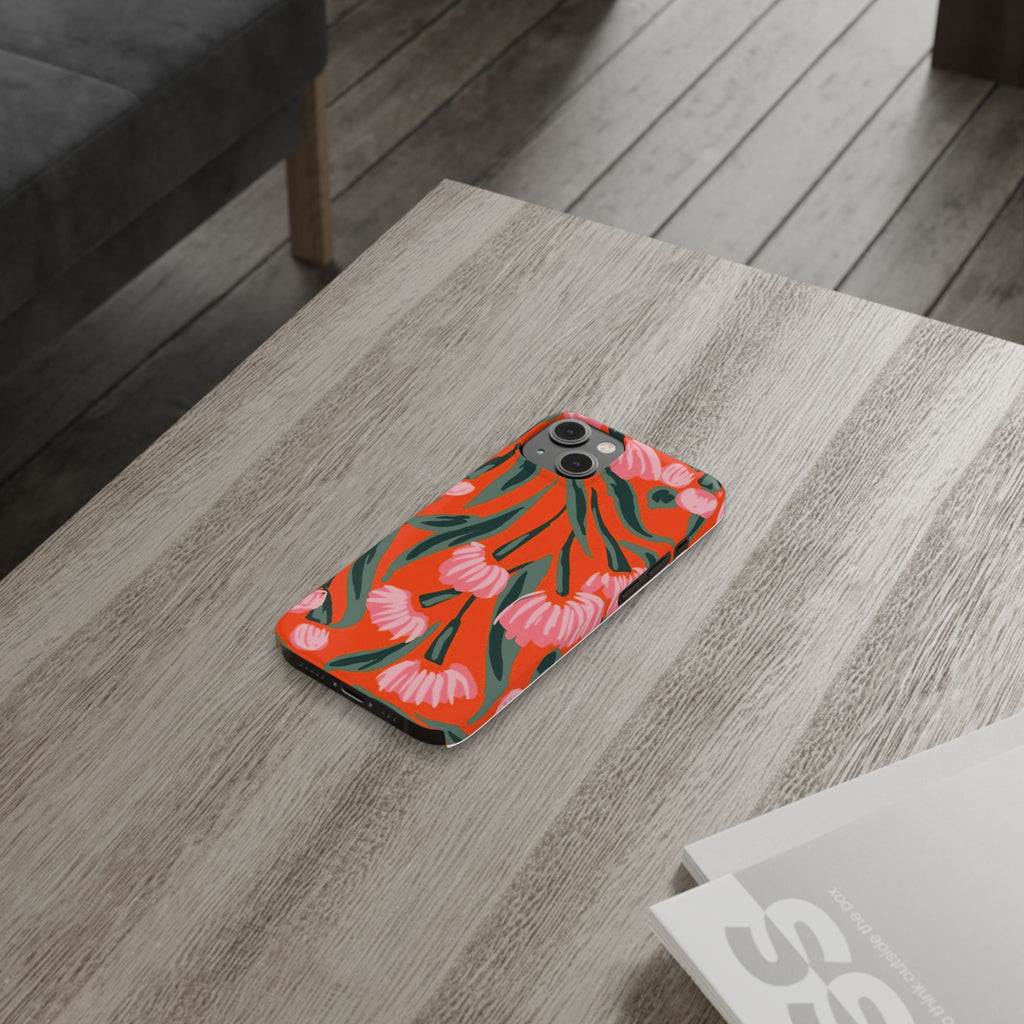 Pink Petal on Orange Background