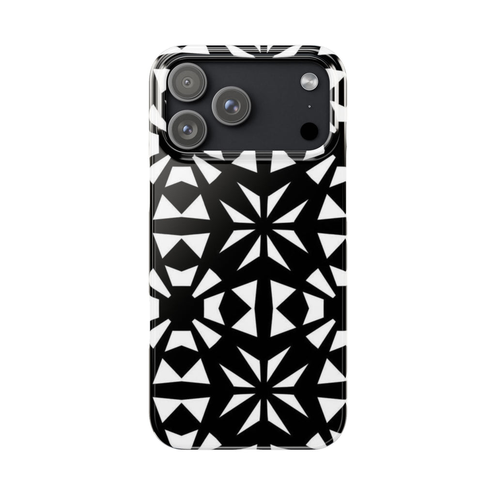 Black & White Geometric Case — Kaleidoscope Star Pattern