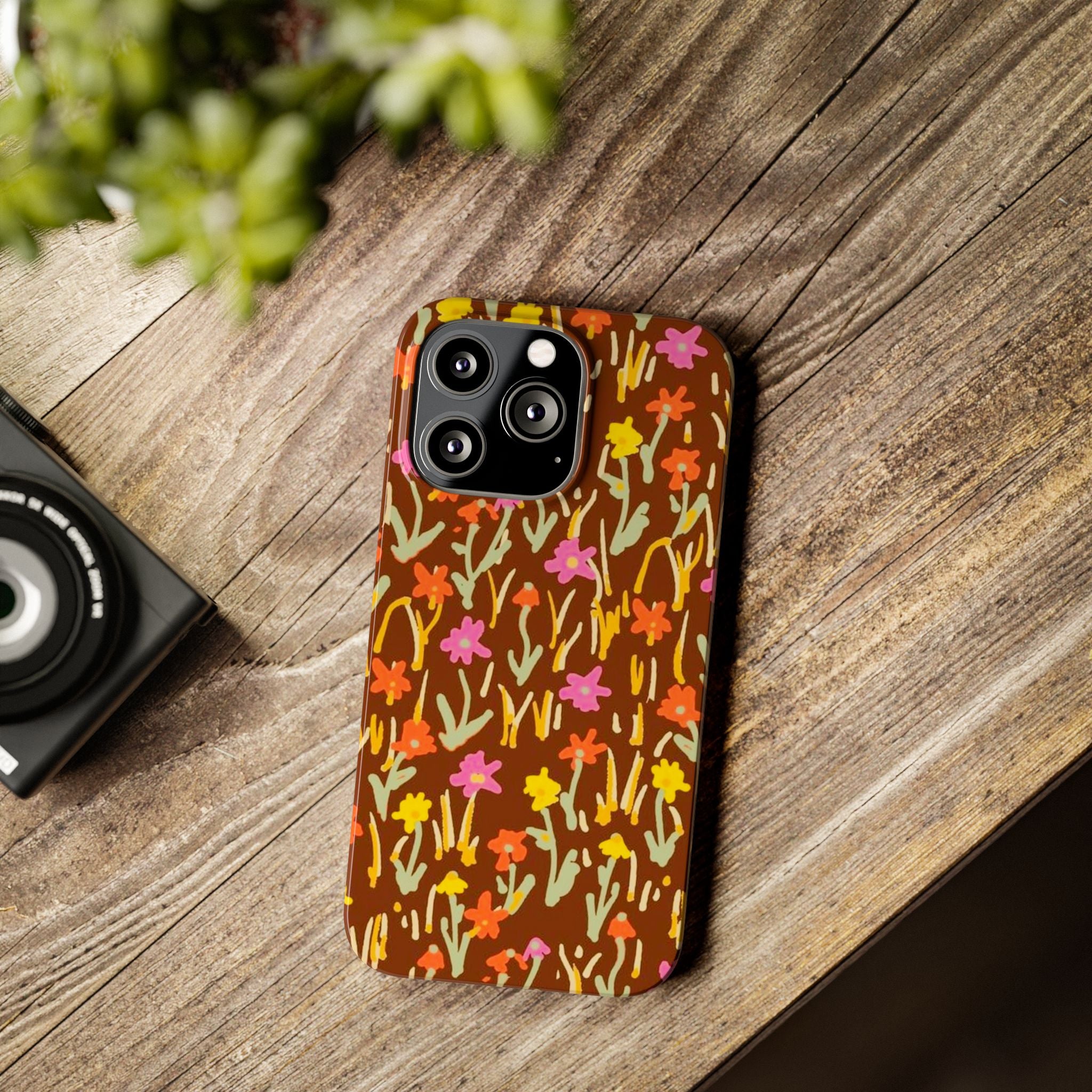 Brown Retro Floral Cover