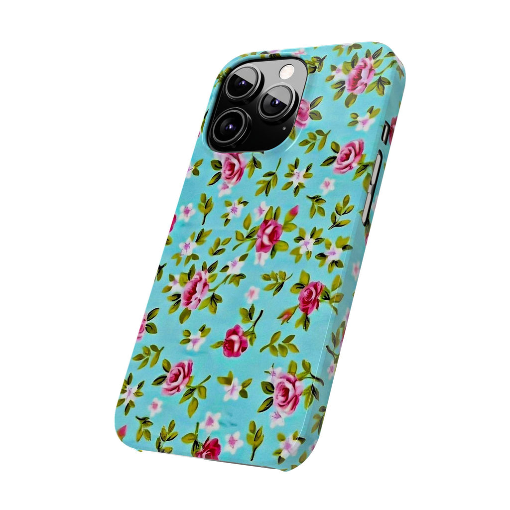 Vintage Pink Roses on Aqua Case
