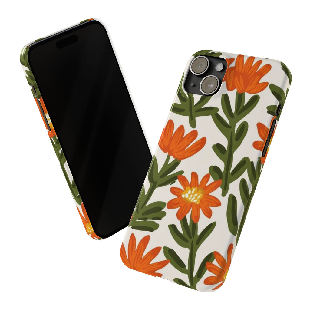 Orange Floral Botanical Pattern Case