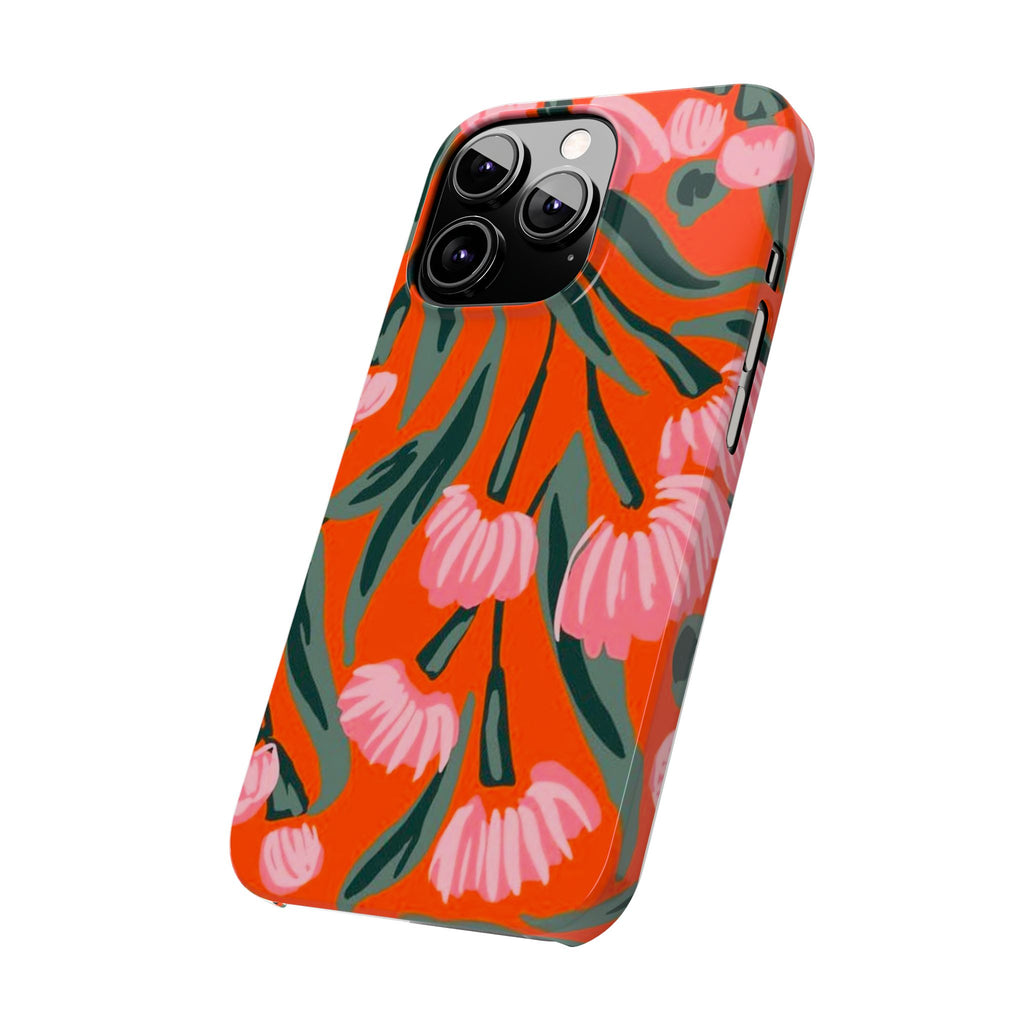Pink Petal on Orange Background