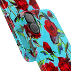 Red Rose Floral on Turquoise Case