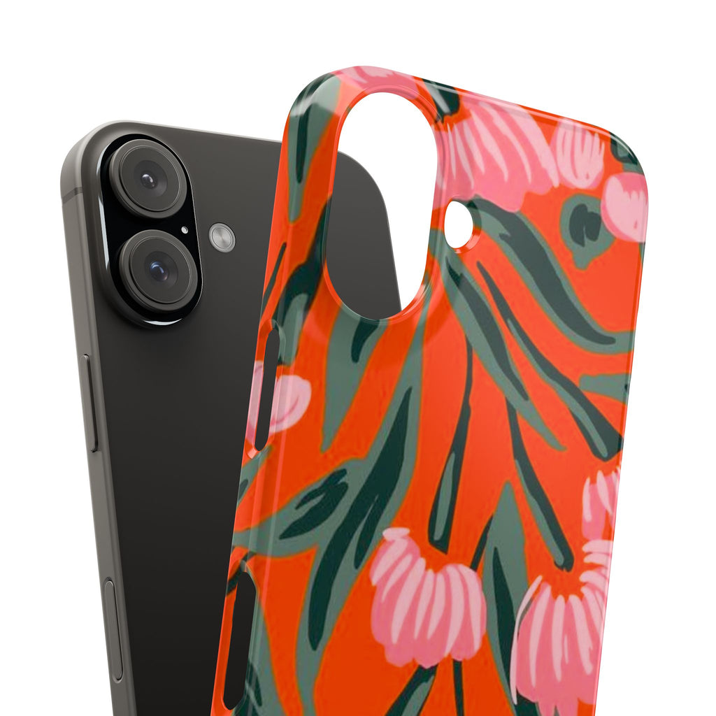 Pink Petal on Orange Background