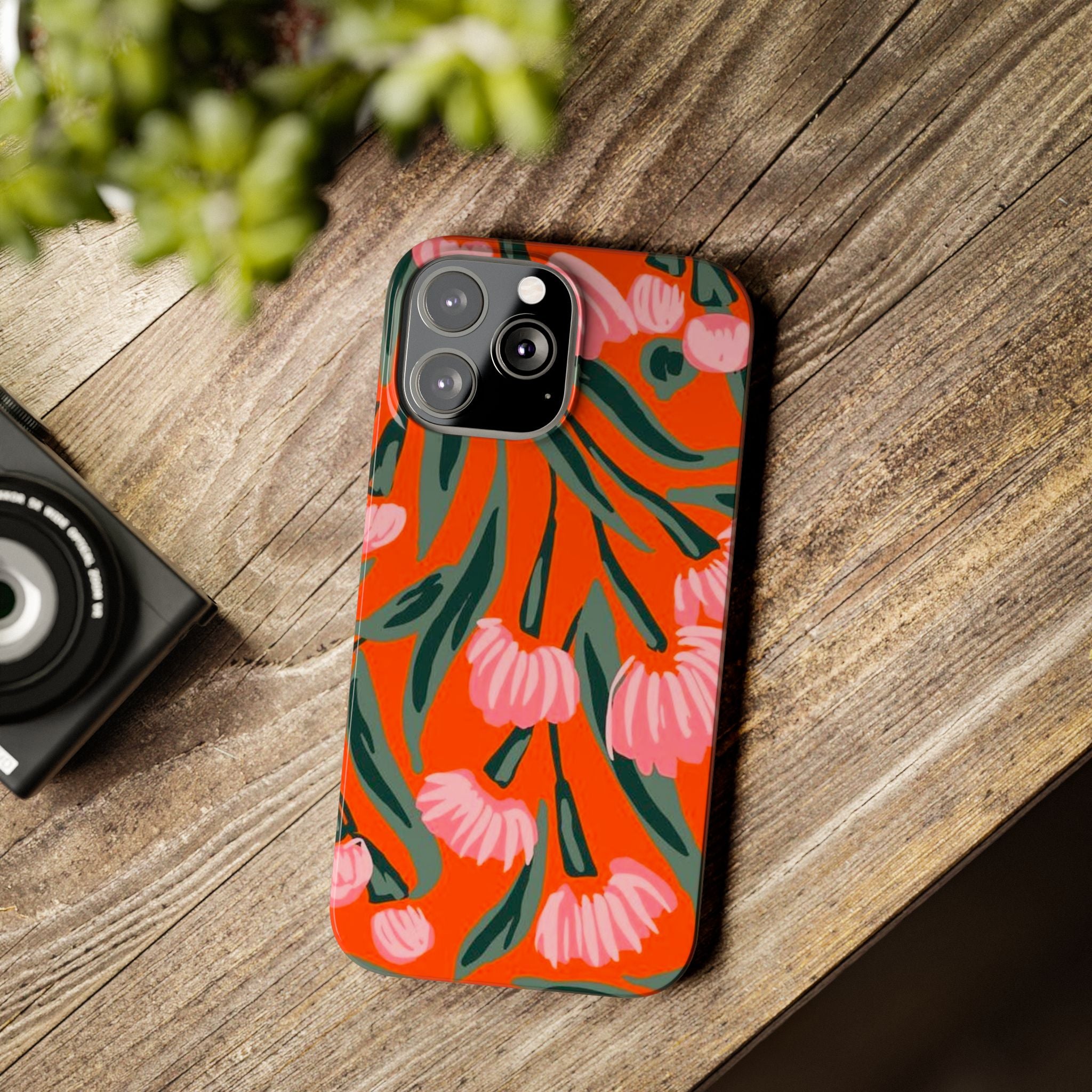 Pink Petal on Orange Background