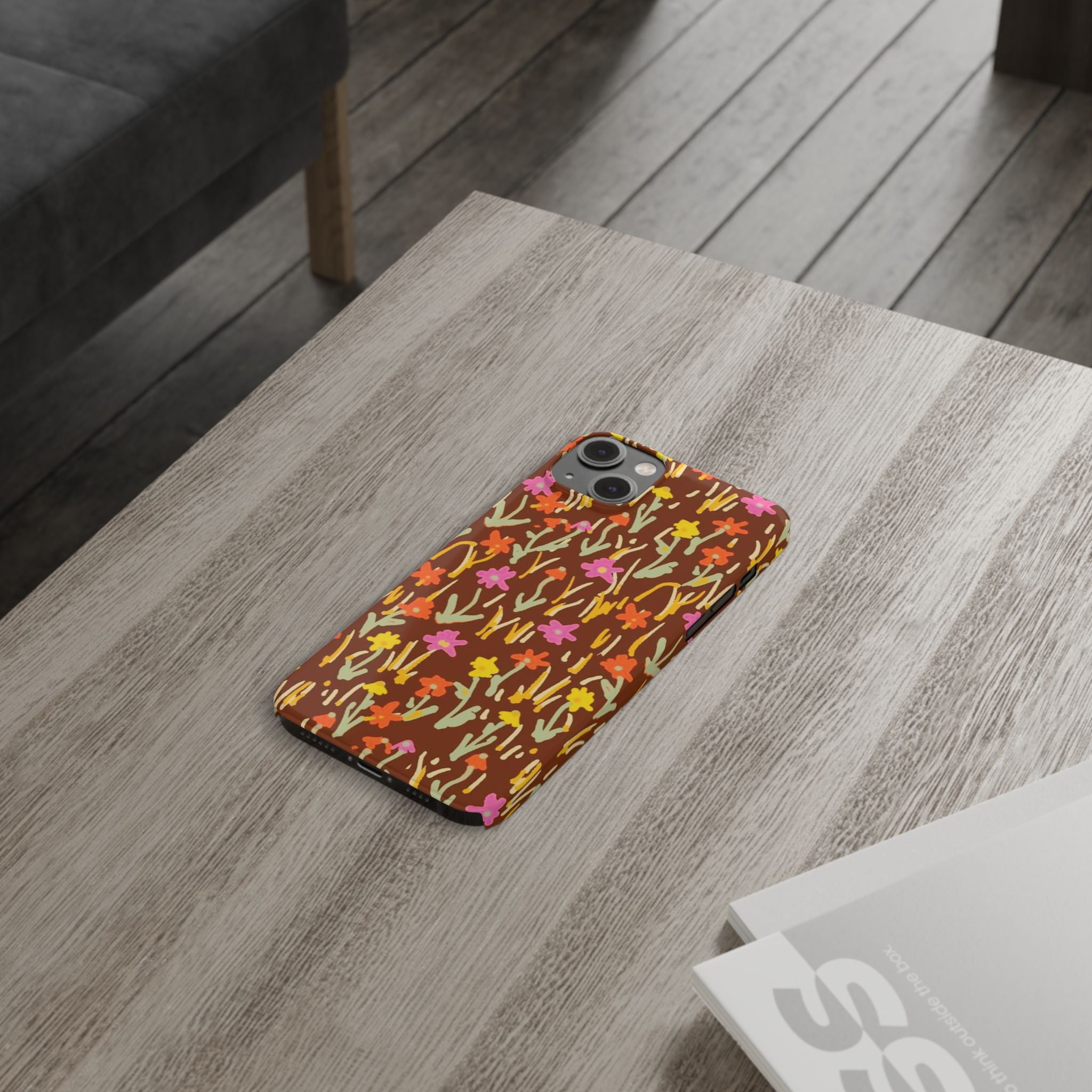 Brown Retro Floral Cover