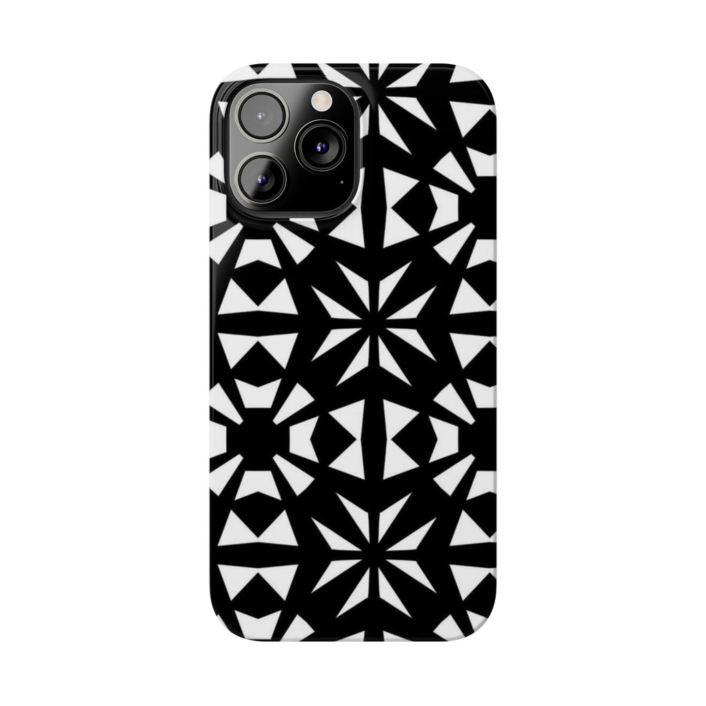 Black & White Geometric Case — Kaleidoscope Star Pattern
