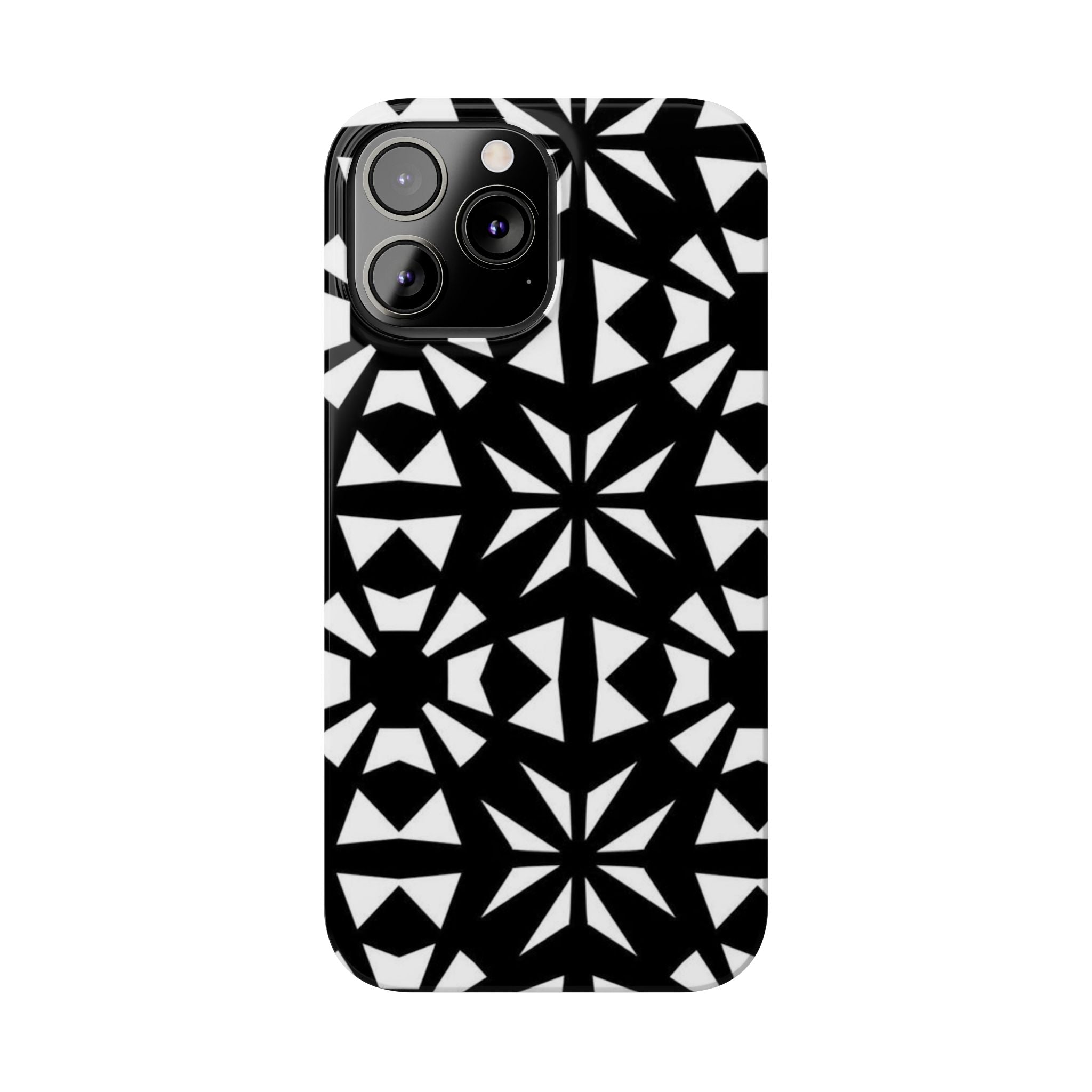 Black & White Geometric Case — Kaleidoscope Star Pattern