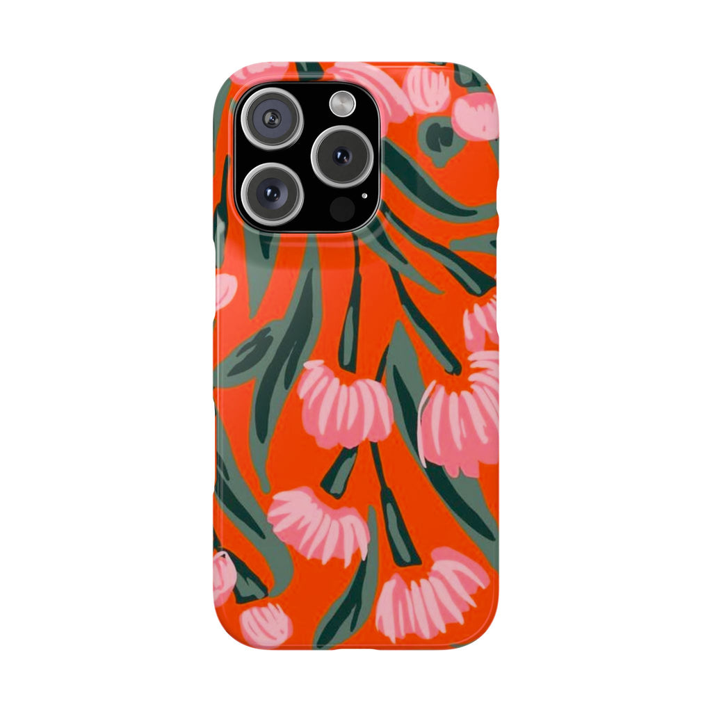 Pink Petal on Orange Background