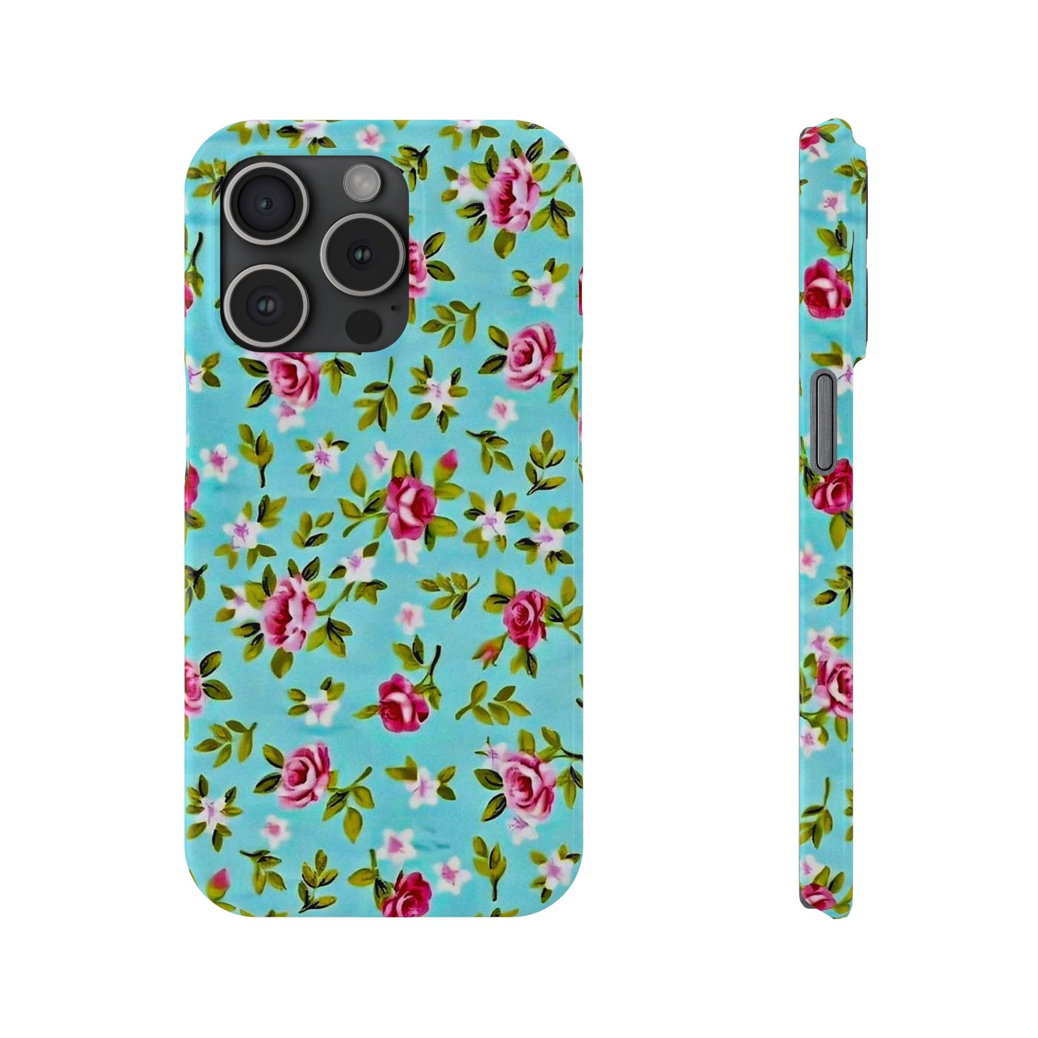 Vintage Pink Roses on Aqua Case